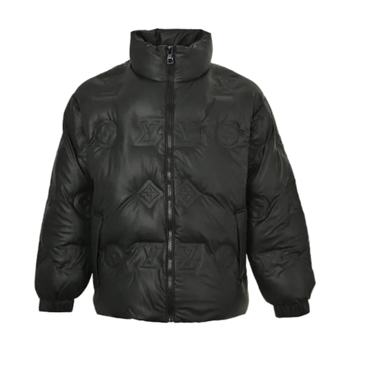 Louis Vuitton Monogram Embossed Leather Puffer Jacket – Black / Cream