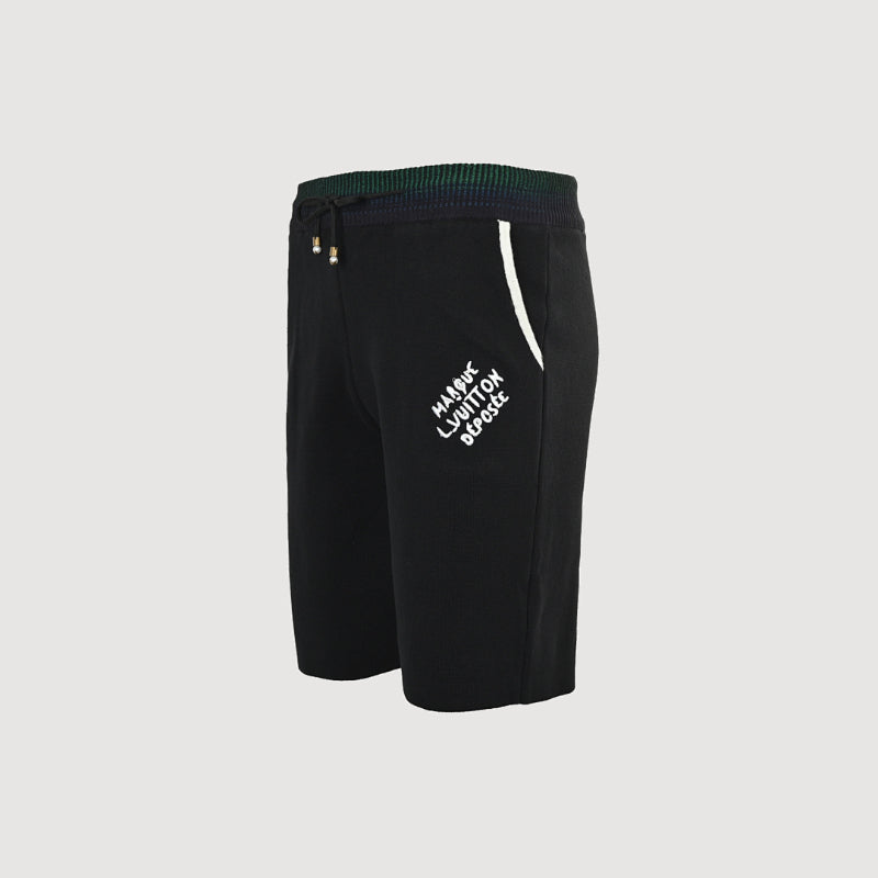 Louis Vuitton Marque Script Rib-Waist Shorts — Black