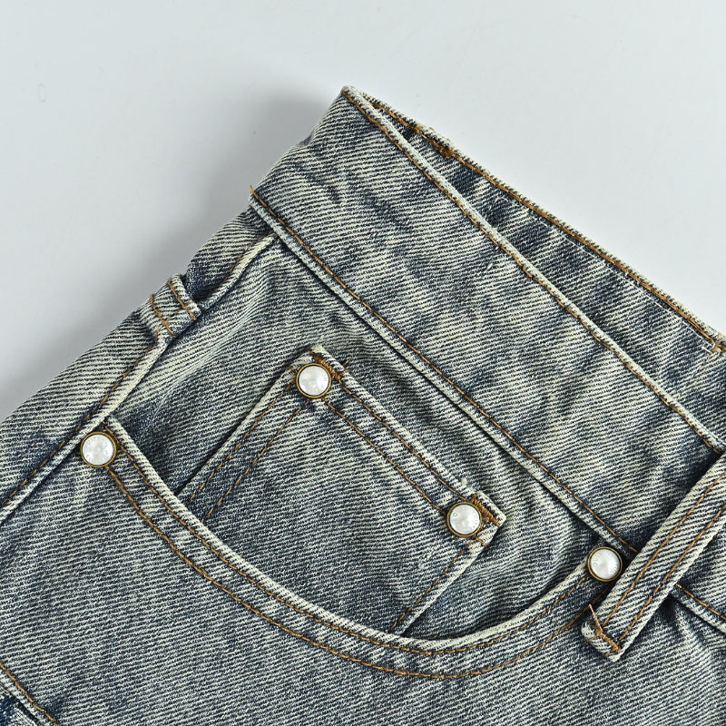 Louis Vuitton Monogram Patchwork Wide-Leg Jeans — Washed Blue