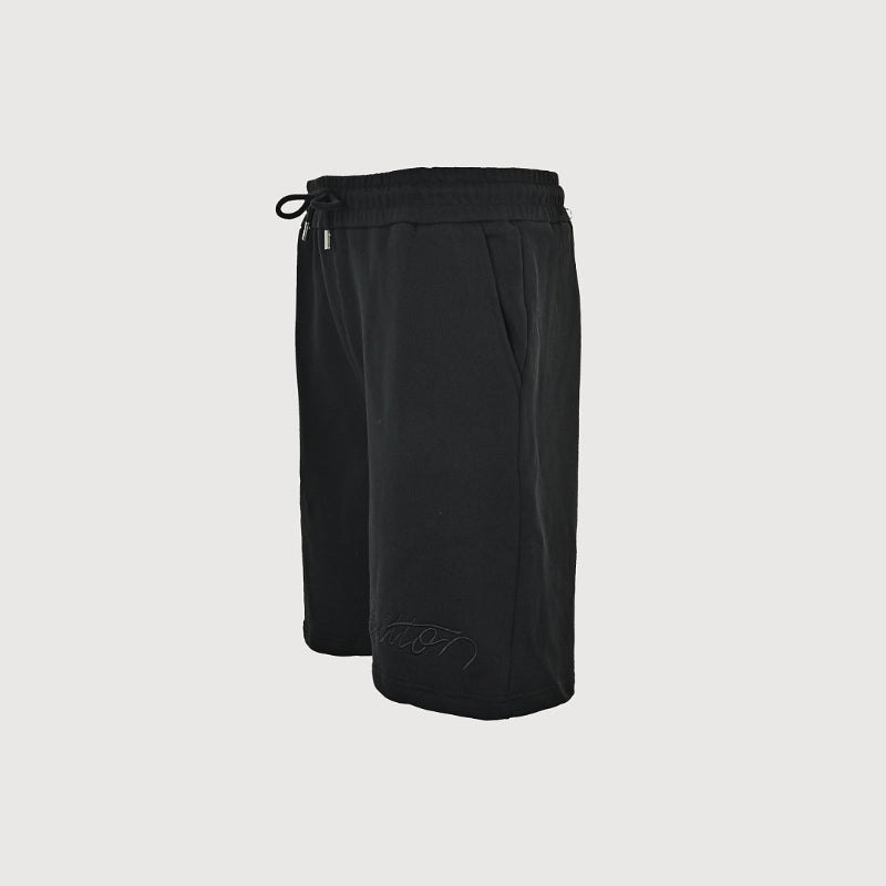 Louis Vuitton Signature Script Embroidered Shorts — Black