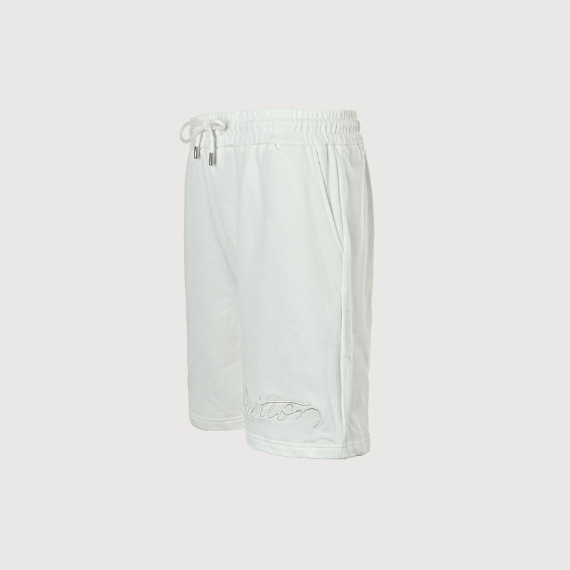 Louis Vuitton Signature Script Embroidered Shorts — Cream