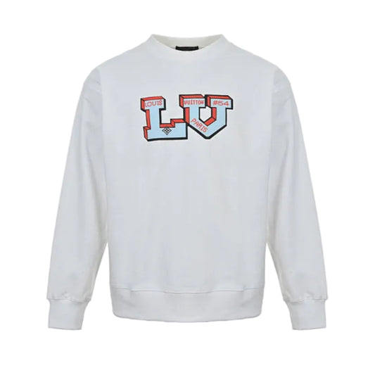 Louis Vuitton Collegiate 3D Letter Embroidery Crewneck – White