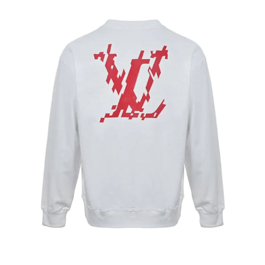 Louis Vuitton Hand-Drawn Logo Embroidery Crewneck – White