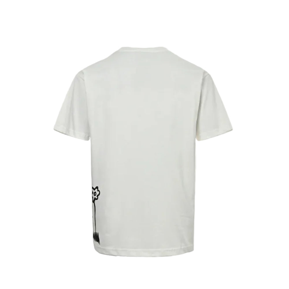 Gucci Off-White Oversized Bear Face Pink Floral Graphic Tee