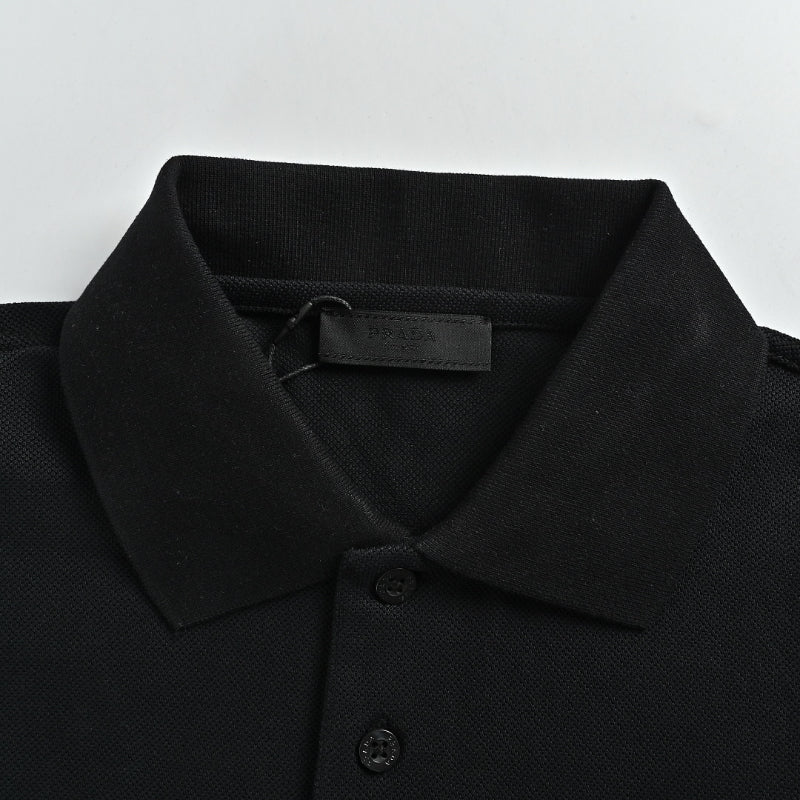 PRADA Royal Crest Embroidered Piqué Polo Shirt PRD Black