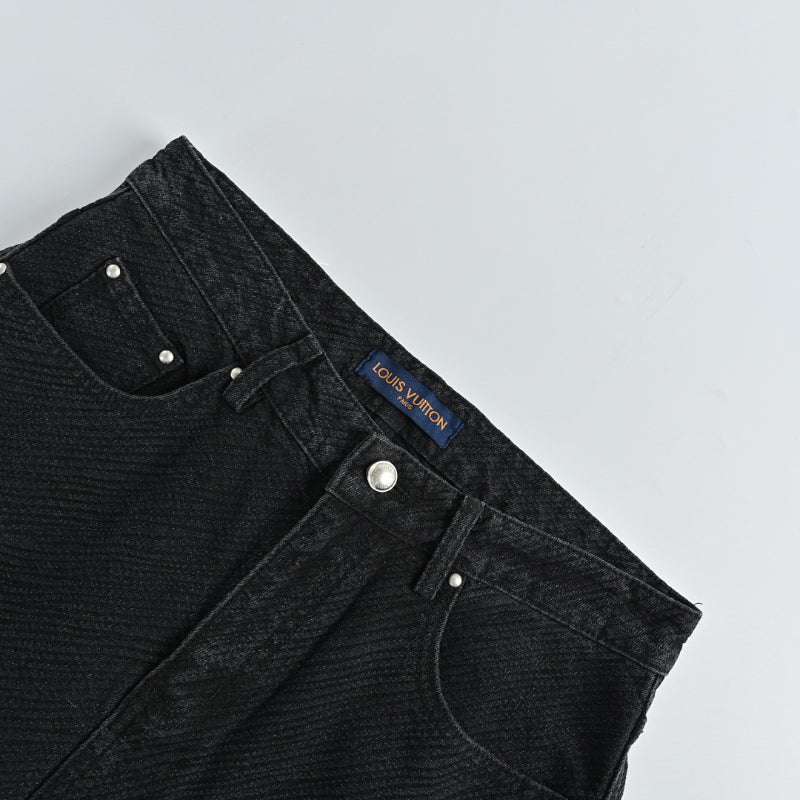 Louis Vuitton Giant Tonal Monogram Straight Jeans — Black