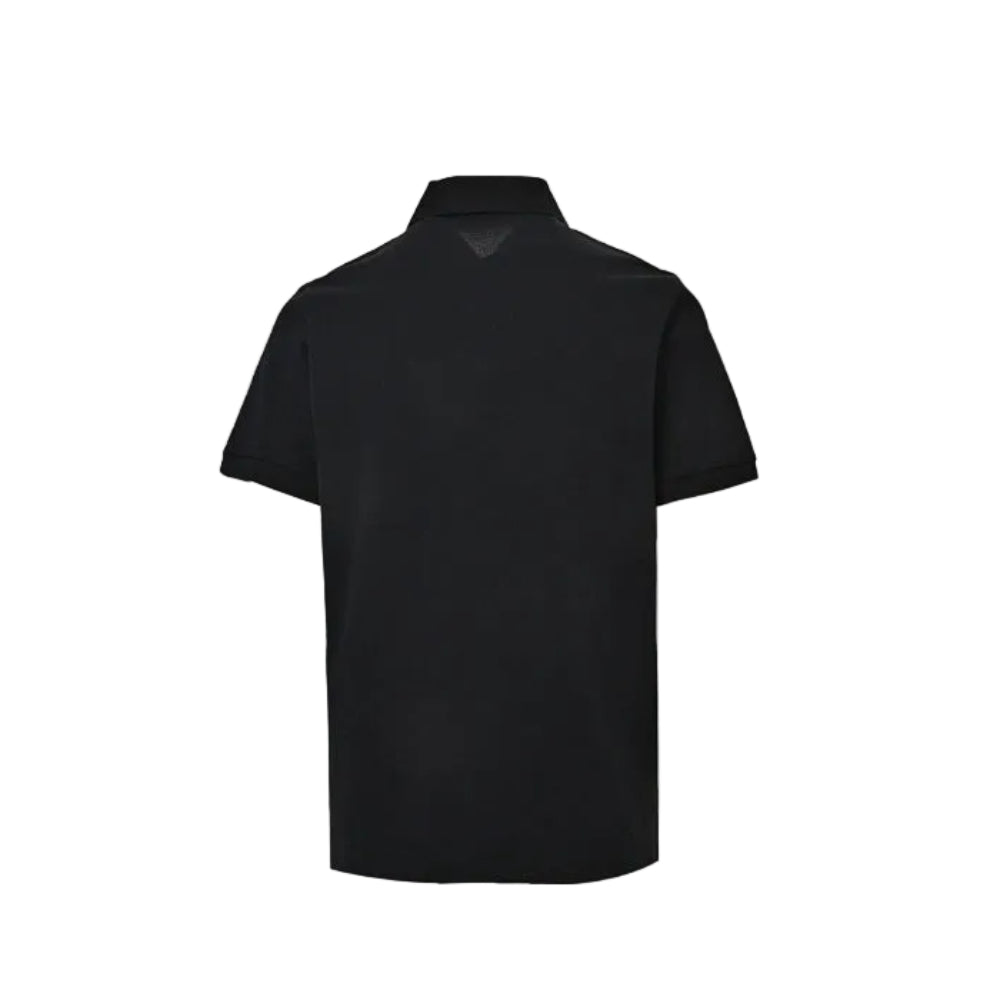 PRADA Royal Crest Embroidered Piqué Polo Shirt PRD Black