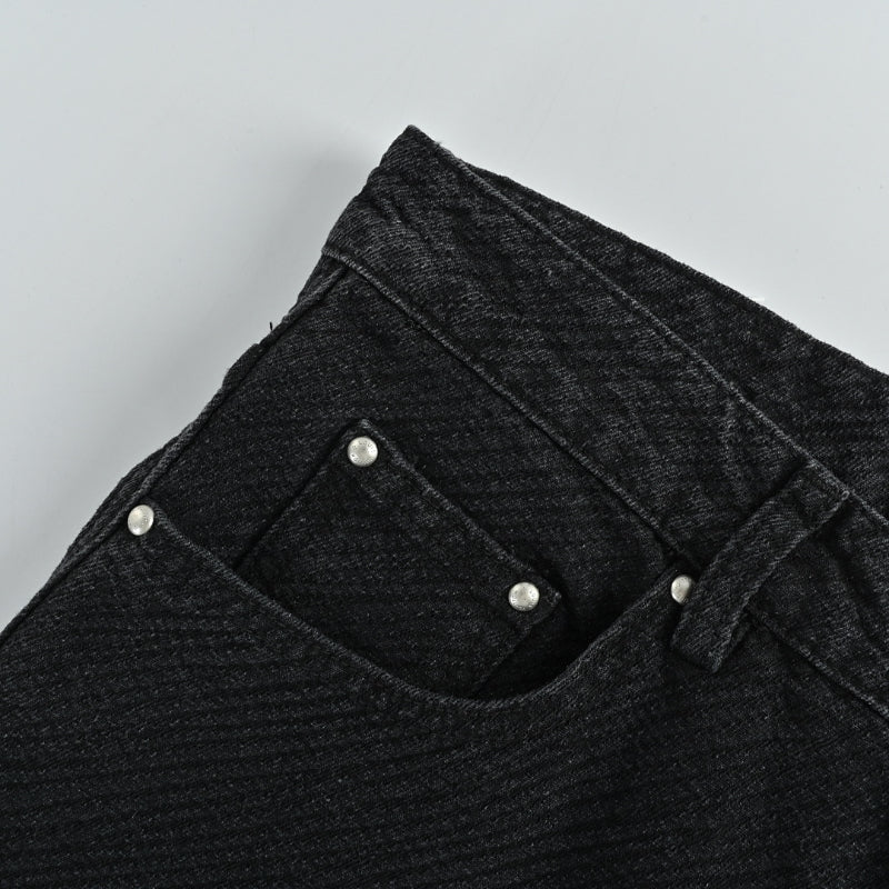 Louis Vuitton Giant Tonal Monogram Straight Jeans — Black
