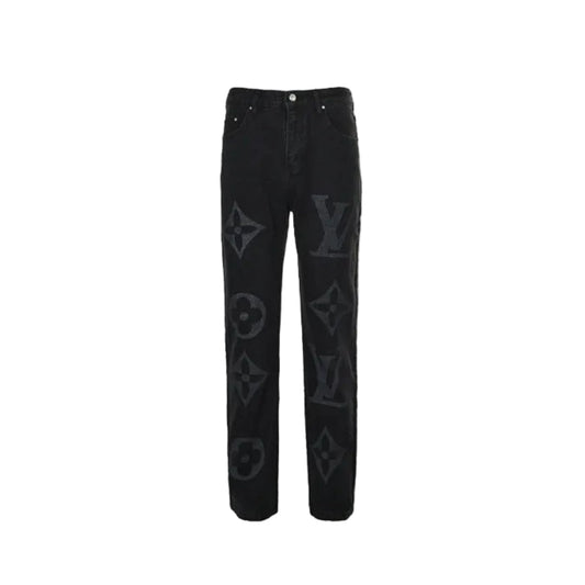 Louis Vuitton Giant Tonal Monogram Straight Jeans — Black