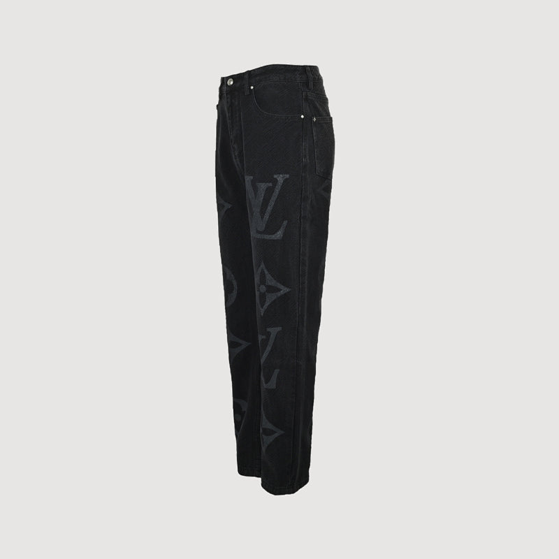 Louis Vuitton Giant Tonal Monogram Straight Jeans — Black
