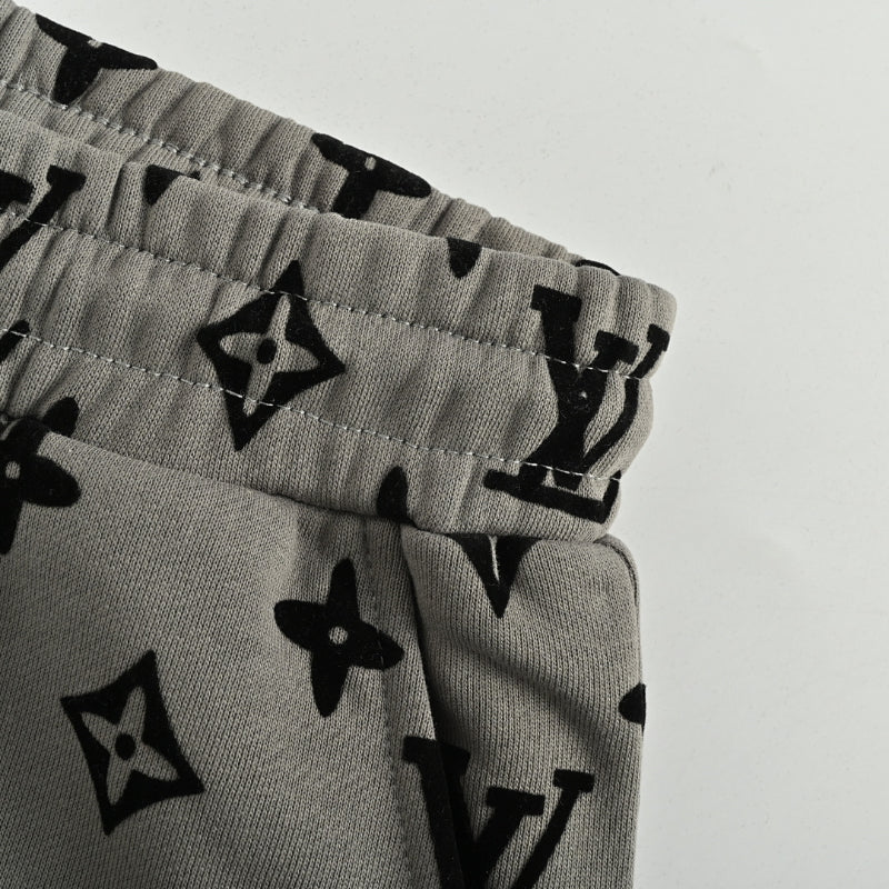 Louis Vuitton Monogram Print Wide-Leg Sweatpants — Grey x Black