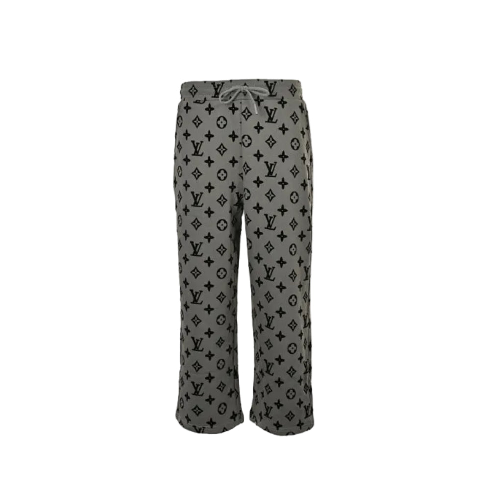 Louis Vuitton Monogram Print Wide-Leg Sweatpants — Grey x Black