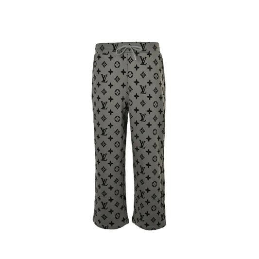 Louis Vuitton Monogram Print Wide-Leg Sweatpants — Grey x Black