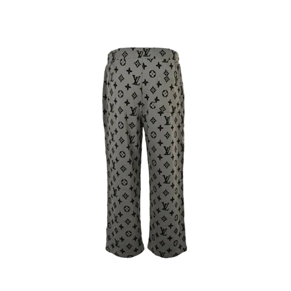 Louis Vuitton Monogram Print Wide-Leg Sweatpants — Grey x Black