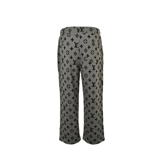 Louis Vuitton Monogram Print Wide-Leg Sweatpants — Grey x Black