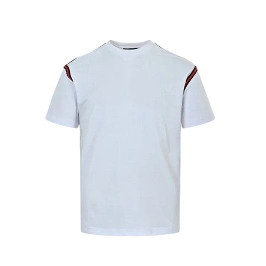 Gucci White Red-Black Shoulder-Stripe Tee