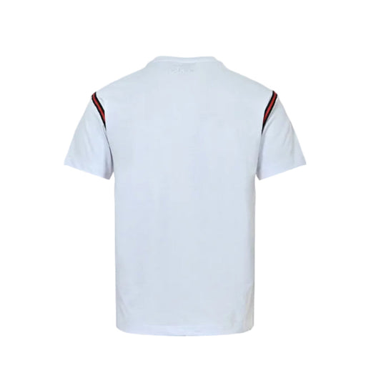 Gucci White Red-Black Shoulder-Stripe Tee