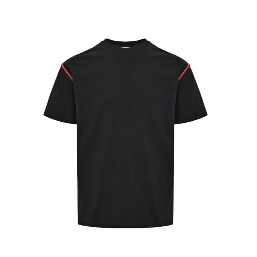 Gucci Black Red Shoulder-Stripe Knit Tee