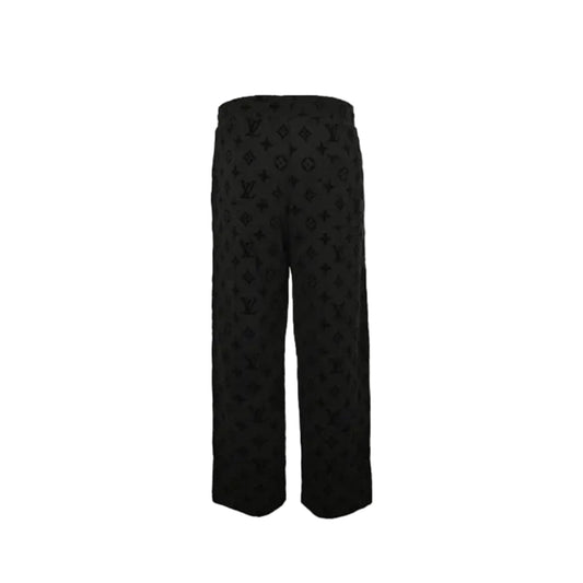 Louis Vuitton Tonal Monogram Jacquard Wide-Leg Sweatpants — Black