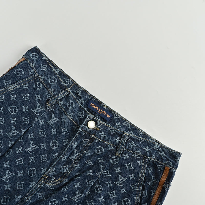 Louis Vuitton Monogram Jacquard Straight Jeans — Navy
