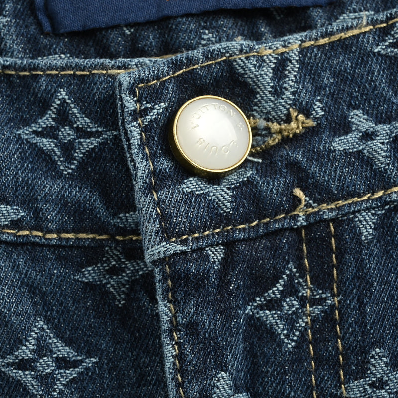 Louis Vuitton Monogram Jacquard Straight Jeans — Navy