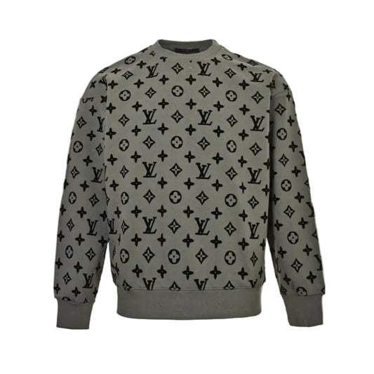 Louis Vuitton Allover Monogram Jacquard Crewneck Sweatshirt – Olive Grey