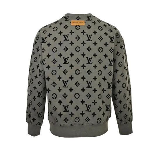 Louis Vuitton Allover Monogram Jacquard Crewneck Sweatshirt – Olive Grey