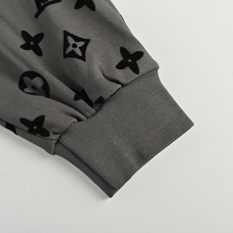 Louis Vuitton Monogram Flocked Allover Print Pullover Hoodie – Olive Green