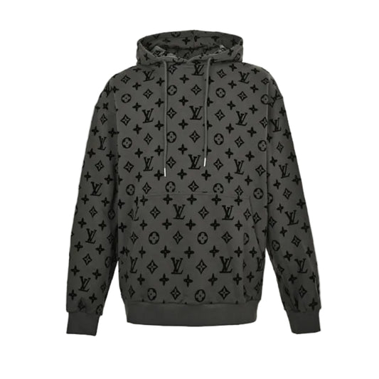 Louis Vuitton Monogram Flocked Allover Print Pullover Hoodie – Olive Green