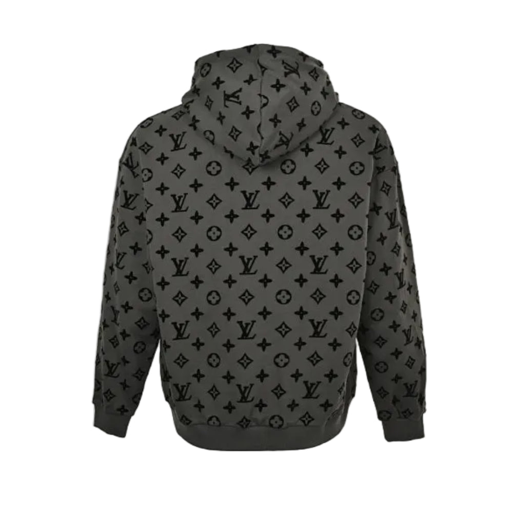 Louis Vuitton Monogram Flocked Allover Print Pullover Hoodie – Olive Green