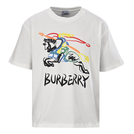 BURBERRY Graffiti Equestrian Knight Print Crew-Neck Short-Sleeve T-Shirt