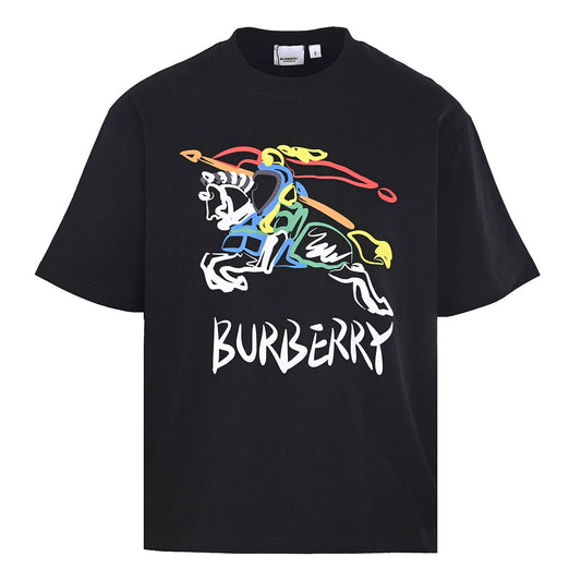 BURBERRY Graffiti Equestrian Knight Print Crew-Neck Short-Sleeve T-Shirt