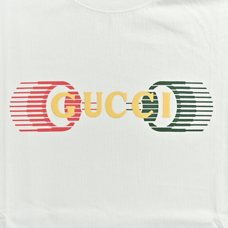 Gucci White Neon Halo Wordmark Graphic Tee