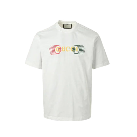 Gucci White Neon Halo Wordmark Graphic Tee