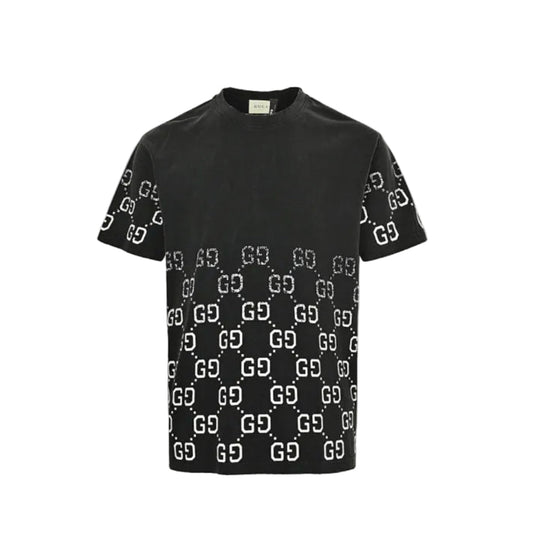 Gucci Black Half-Body GG Monogram Graphic Tee
