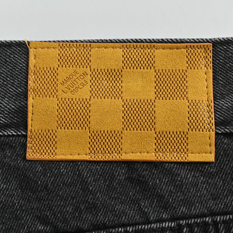 Louis Vuitton Damier Tonal Washed Wide-Leg Jeans — Faded Black