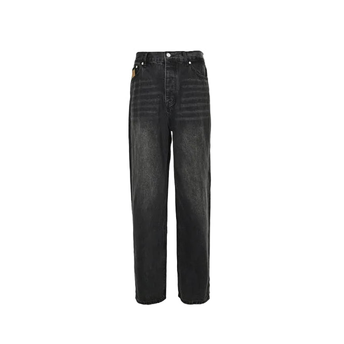 Louis Vuitton Damier Tonal Washed Wide-Leg Jeans — Faded Black