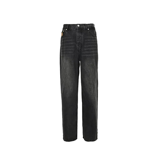 Louis Vuitton Damier Tonal Washed Wide-Leg Jeans — Faded Black