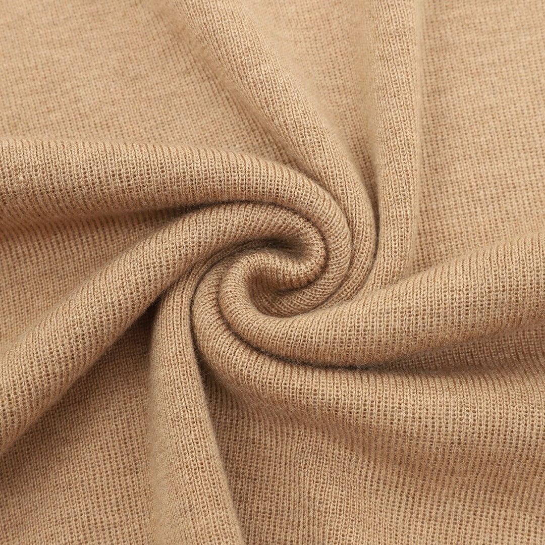 Burberry Vintage Check Half-Zip Knit Sweater — Camel