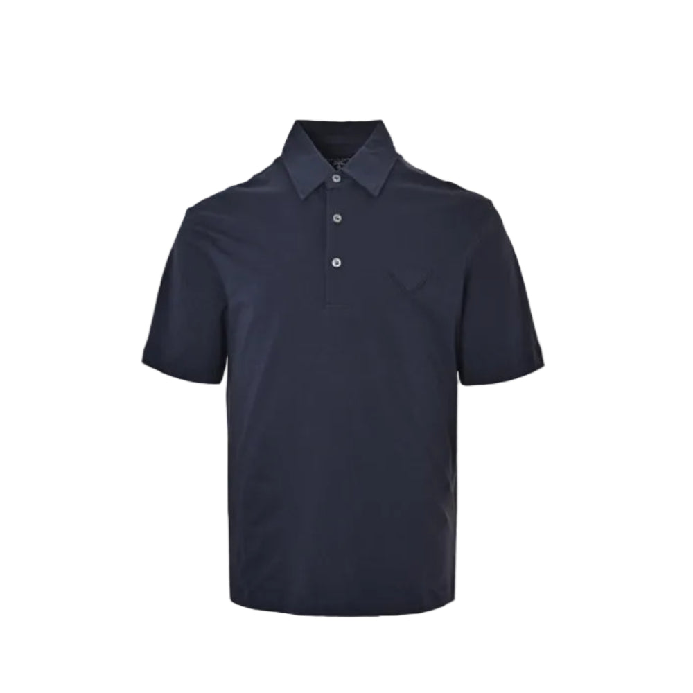 PRADA Three-Color Woven Label Polo Shirt PRD Navy