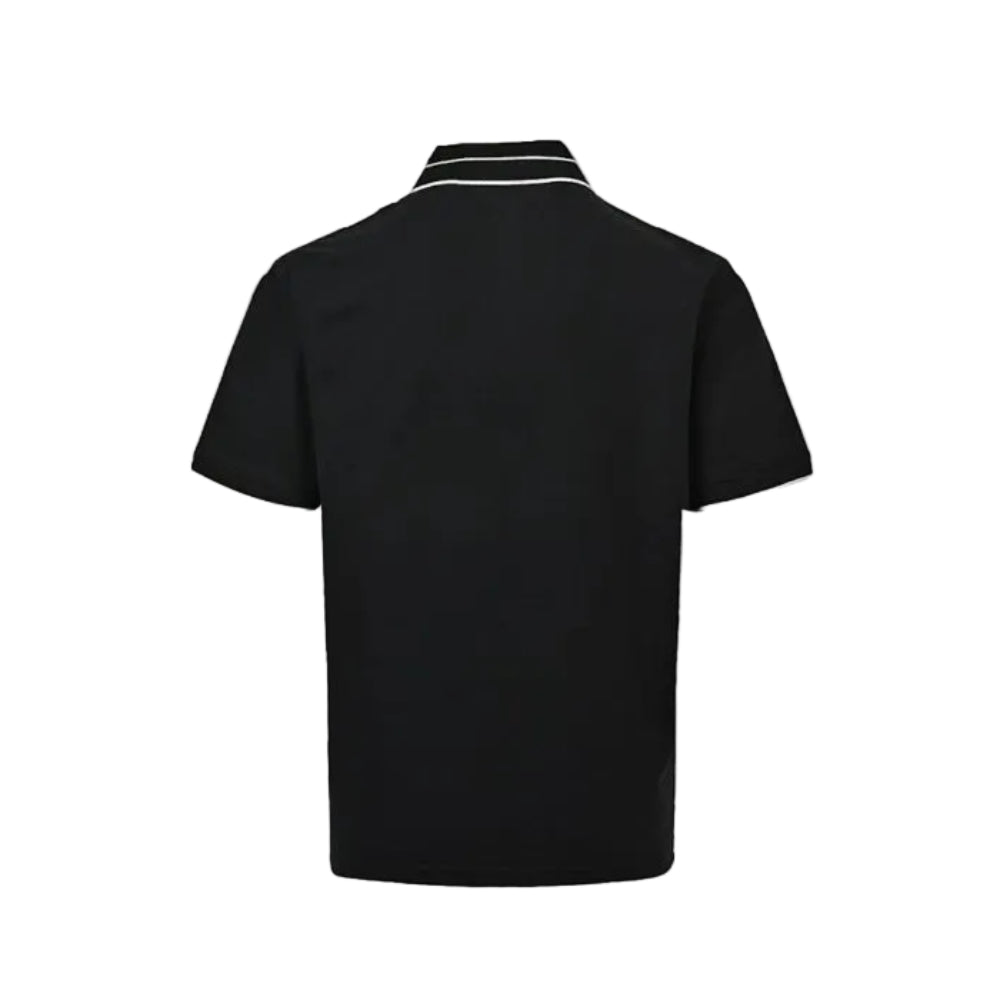 PRADA Milano Double Stripe Tipping Triangle Embroidery Piqué Polo Shirt PRD Black