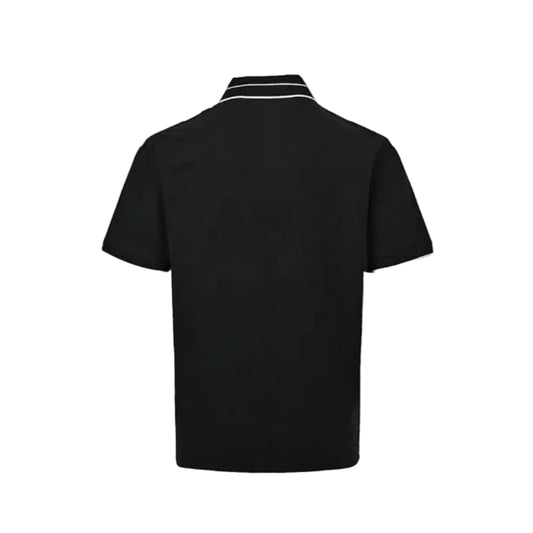 PRADA Milano Double Stripe Tipping Triangle Embroidery Piqué Polo Shirt PRD Black
