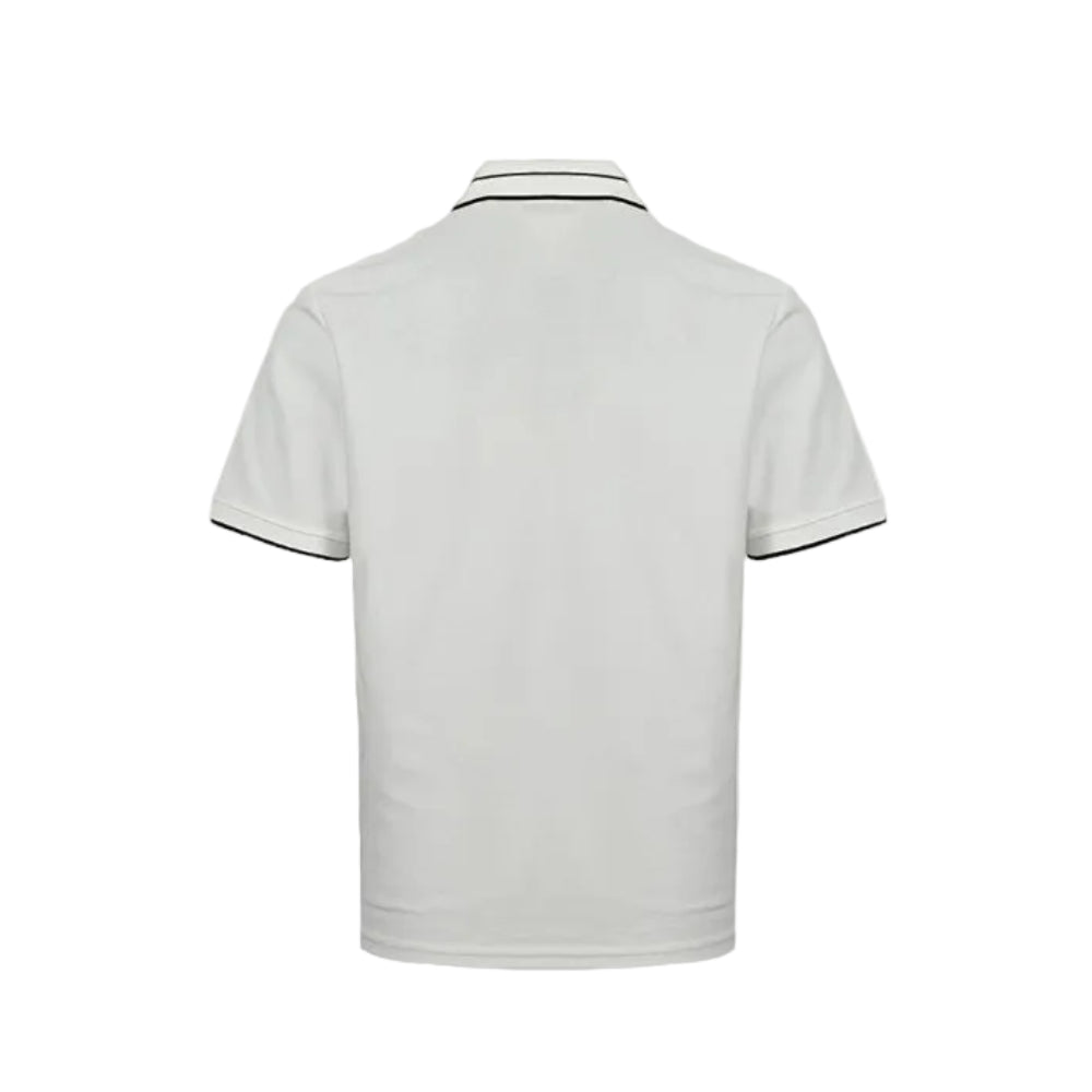 PRADA Milano Double Stripe Tipping Triangle Embroidery Piqué Polo Shirt PRD Off-White