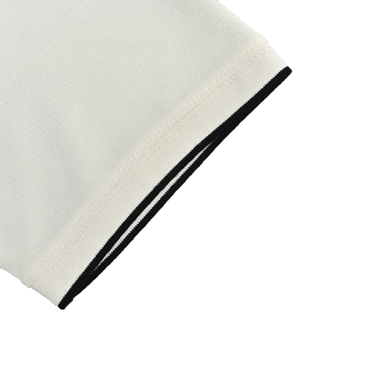 PRADA Milano Double Stripe Tipping Triangle Embroidery Piqué Polo Shirt PRD Off-White
