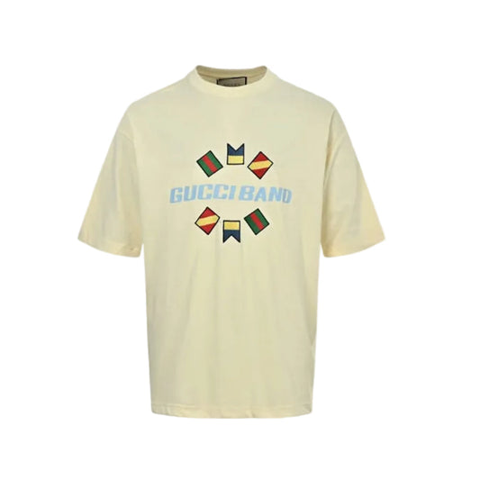Gucci Cream Nautical Flag Circle Graphic Tee