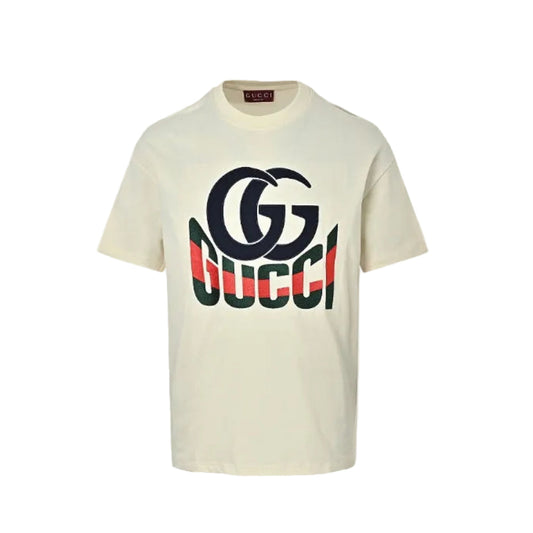 Gucci Cream Double-G Monogram Graphic Tee